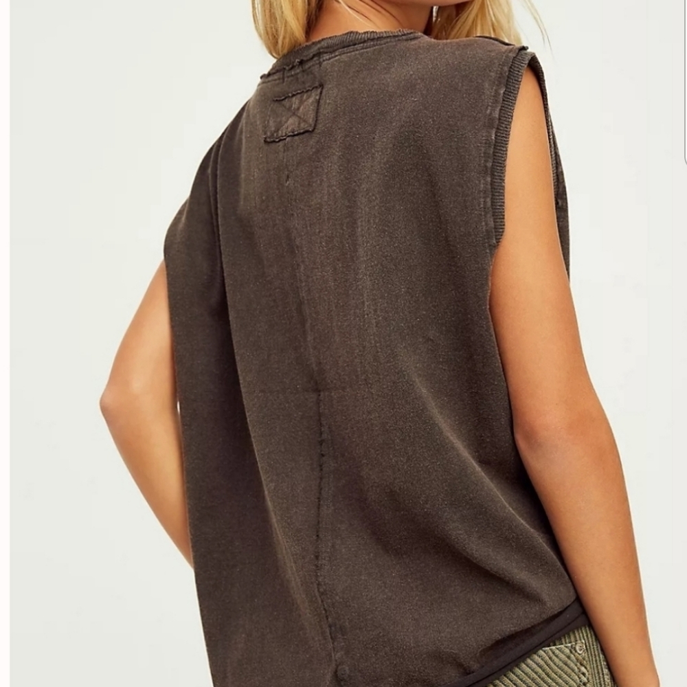 Free People We The Free Kasee Muscle Tee in Raven Feather - Picture 4 of 9